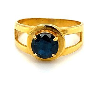 Certified Blue Sapphire 1.51ct Solid 21K Gold Ring
